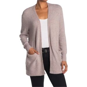 Madewell pink wool alpaca blend long open sweater with pockets size small